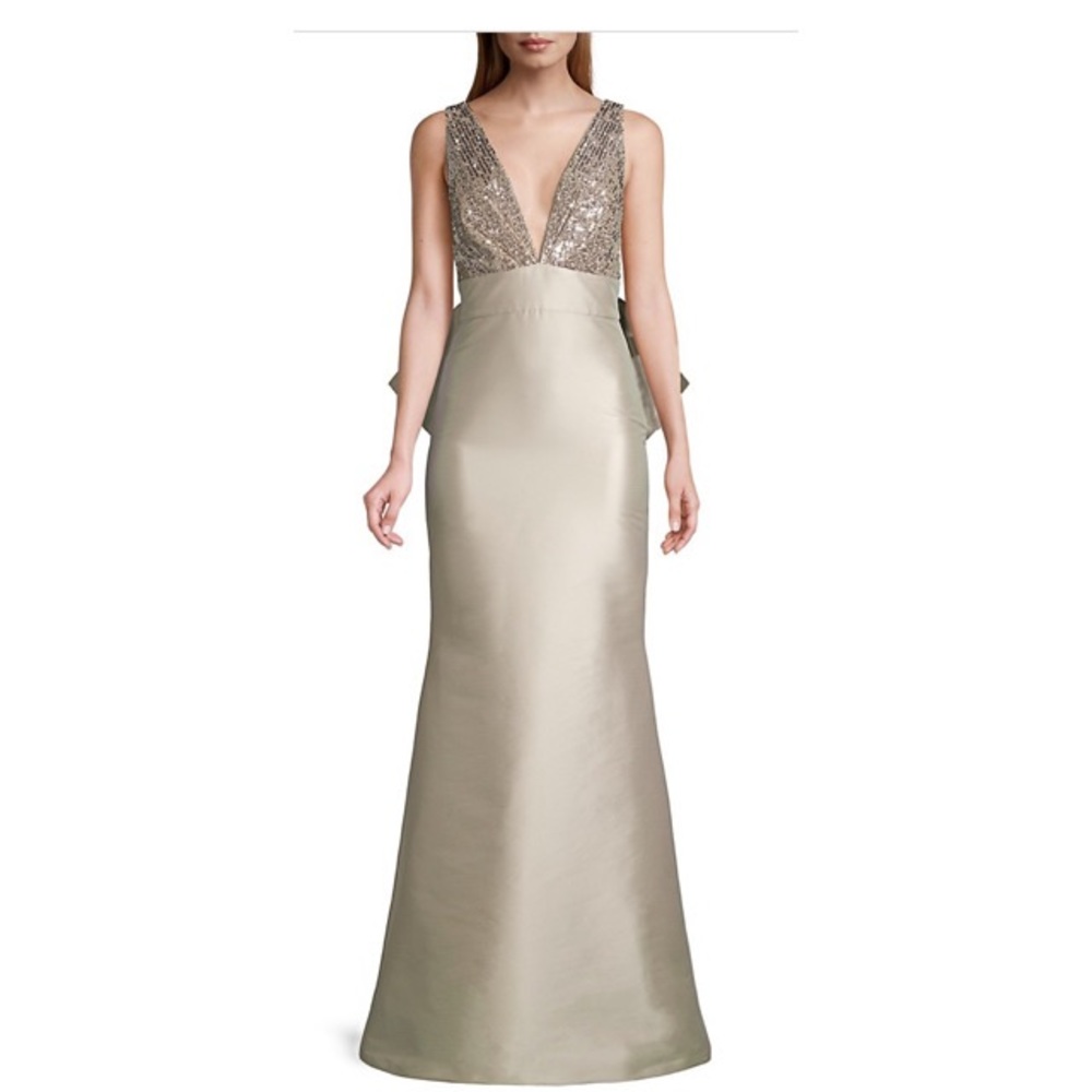 Sachin + Babi Sloane Sequin & Bow-Back Gown